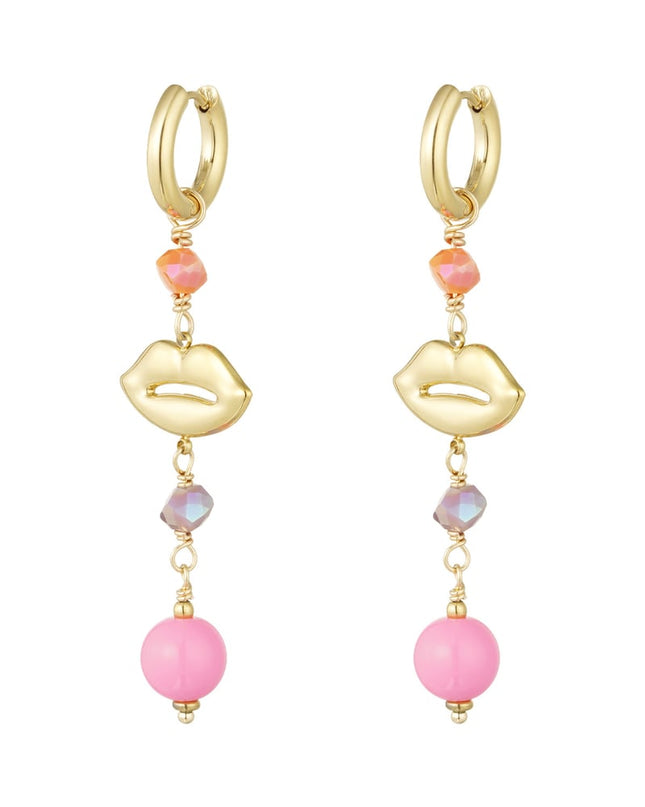 Oorbellen lips on fire - blauw groen