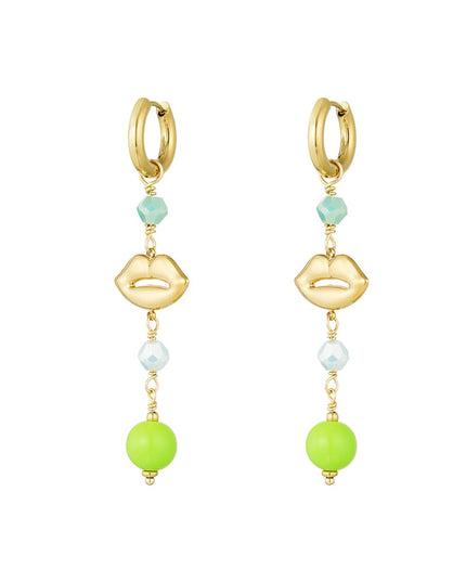 Oorbellen lips on fire - blauw groen
