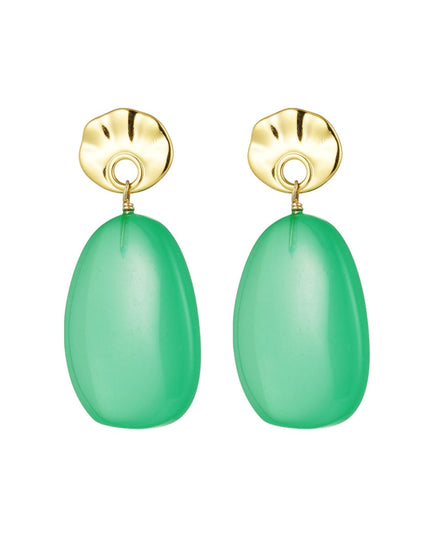 Oorbellen rond en ovaal - groen/Goud kleur