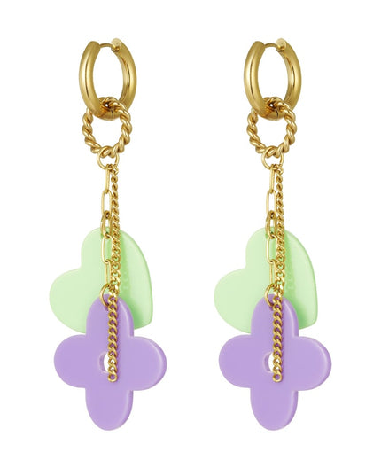 Oorbellen dare to dream - groen paars