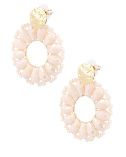 Statement madelief vorm oorbellen - bleekroze