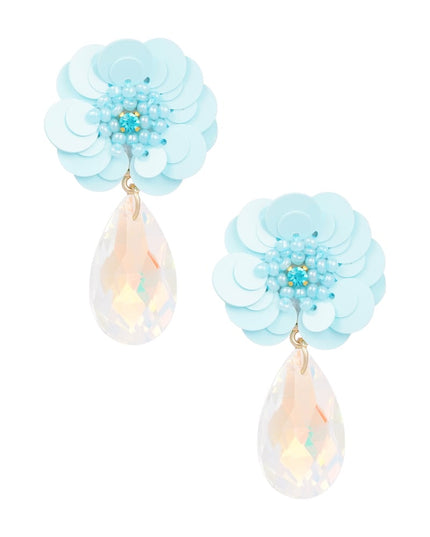 Bloem oorbellen met druppel 