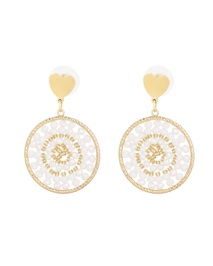 Mandala oorbellen met hart - bleekroze 