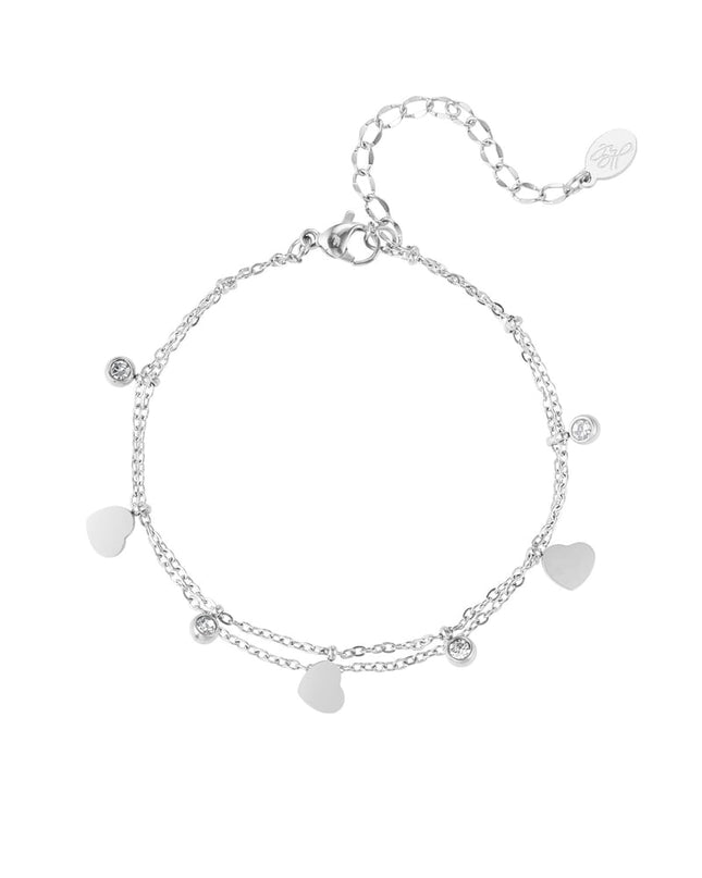 bedel armband met harten en diamanten