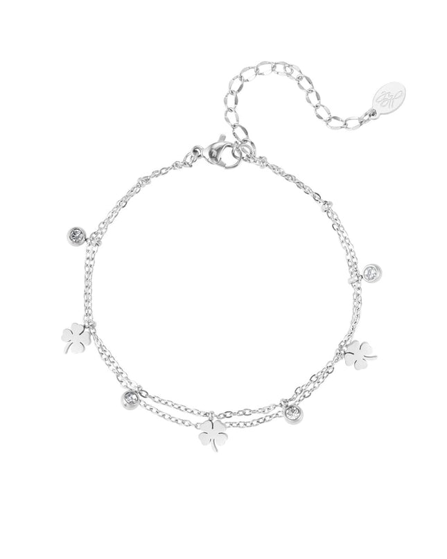 bedel armband met klaver en diamant
