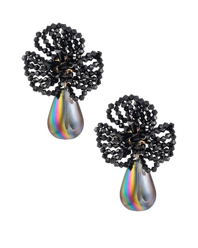 Bloemen oorbellen met parel