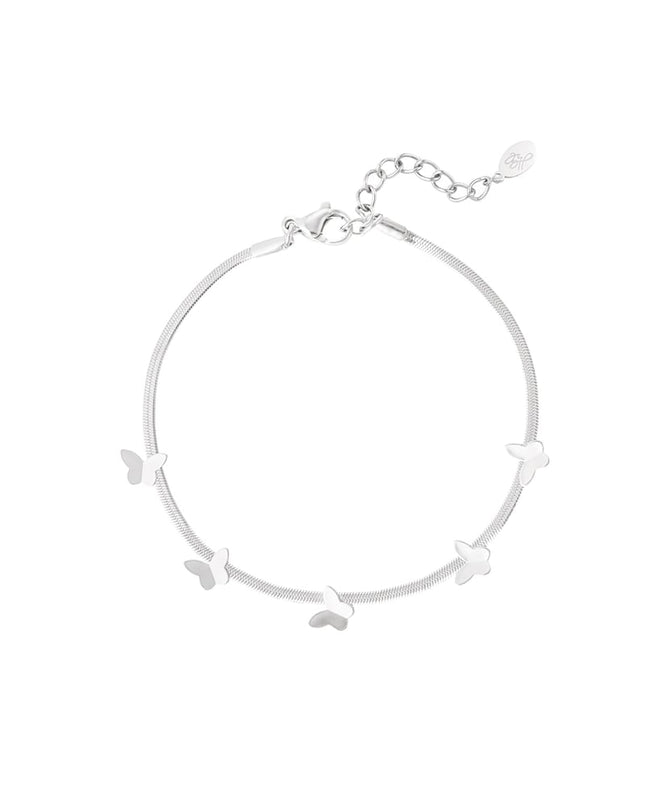 platte schakelarmband met vlinder bedels