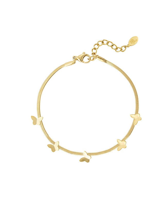 platte schakelarmband met vlinder bedels