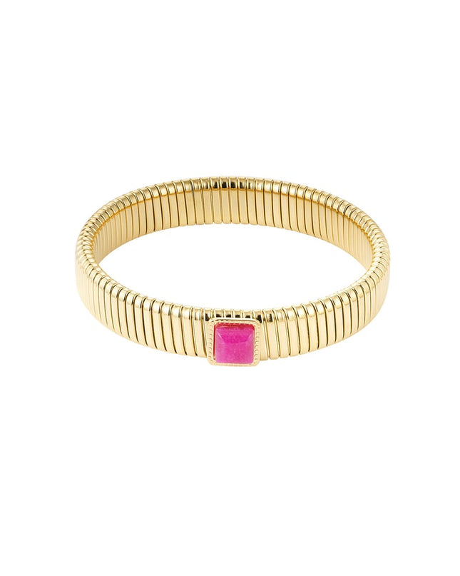 bohemian armband roze steen -