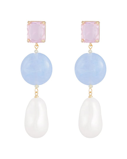 Oorbellen vintage parels - blauw paars