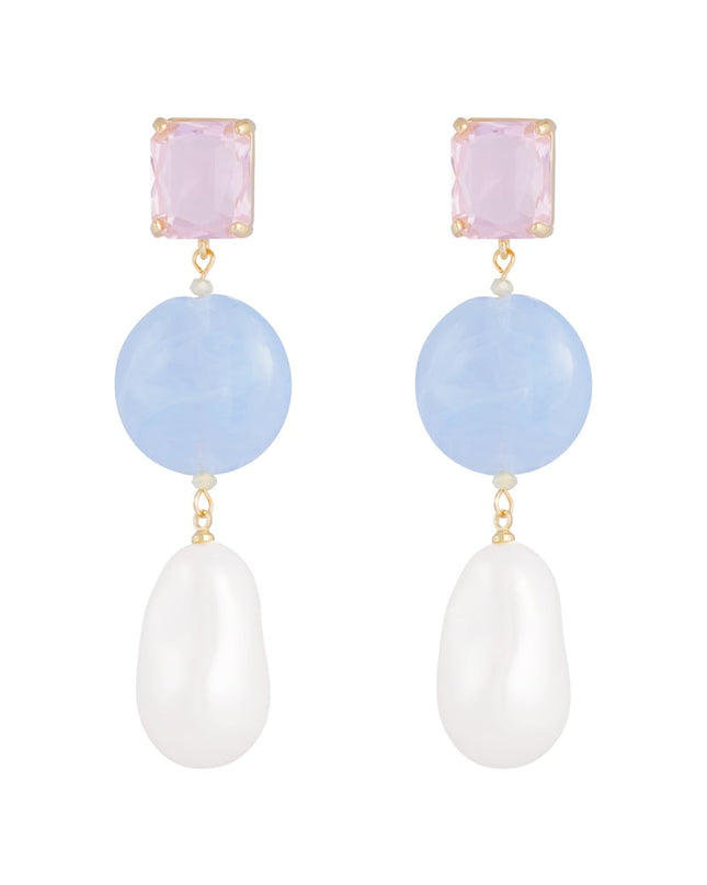 Oorbellen vintage parels - blauw paars