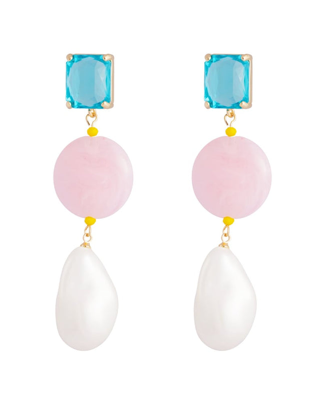 Oorbellen vintage parels - blauw paars