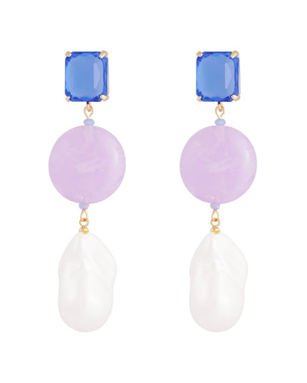 Oorbellen vintage parels - blauw paars