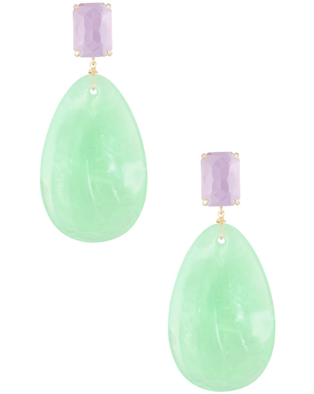 oorbellen glas met ovale steen