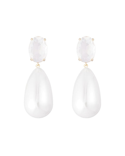 Diamante oorbel met pareldruppel 