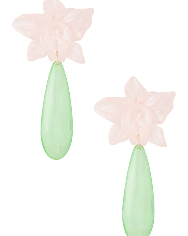 Lelie oorbel met groene druppel