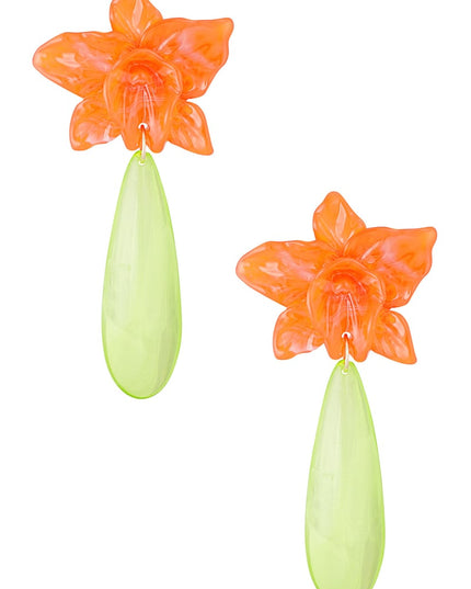 Lelie oorbel met groene druppel