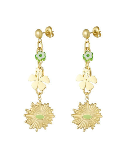 Oorbellen floral flawless - groen zilver