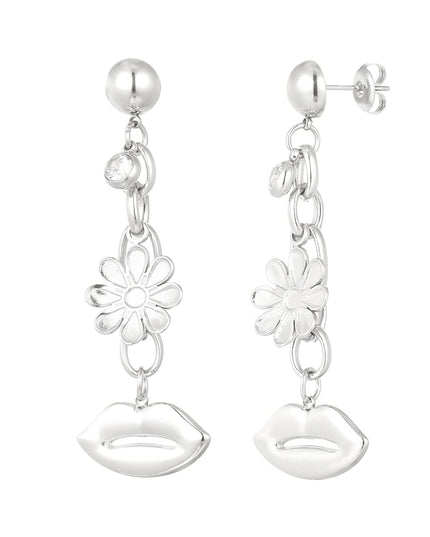 bloem lippen hang oorbellen