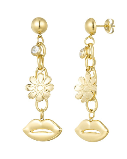 bloem lippen hang oorbellen