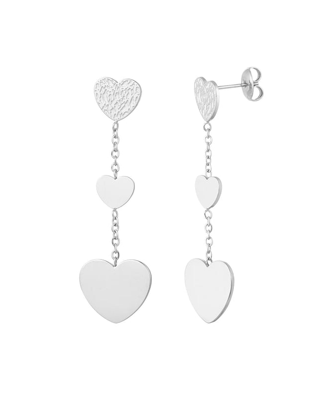 Bedel oorbellen met Drie hartvormige