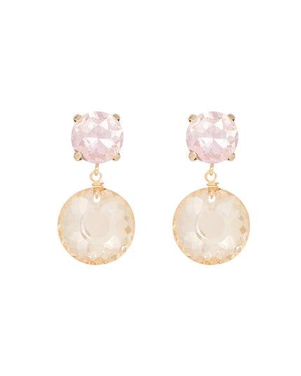 Dubbele diamante oorbellen - wit Goud kleur Color 