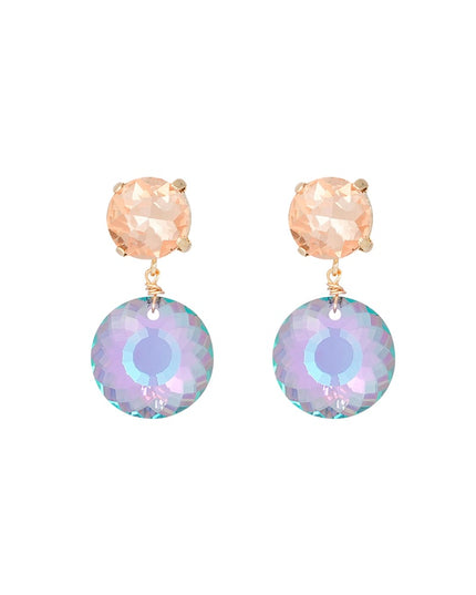 Dubbele diamante oorbellen - wit Goud kleur Color 