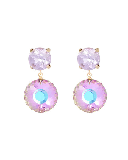 Dubbele diamante oorbellen - wit Goud kleur Color 