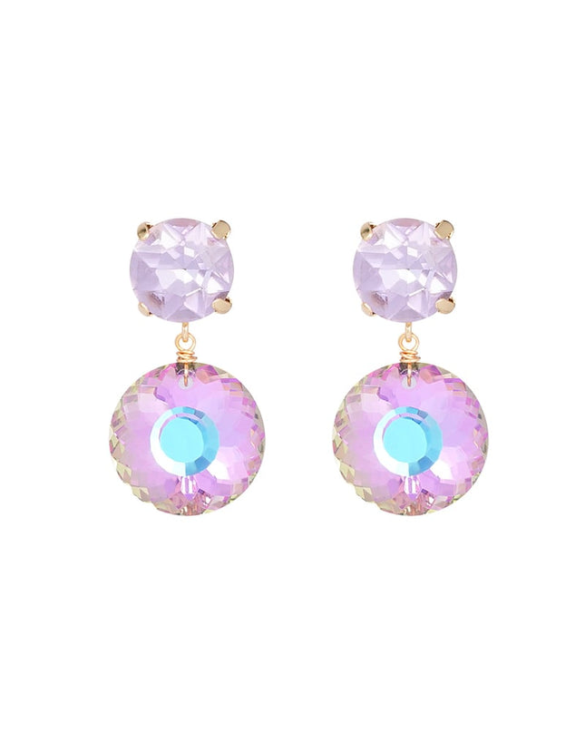 Dubbele diamante oorbellen - wit Goud kleur Color 