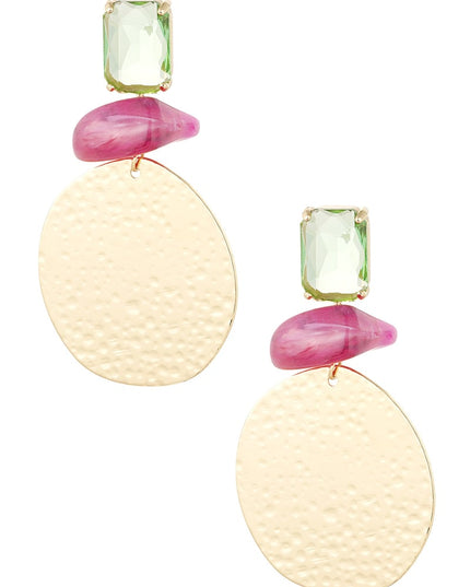 Statement strand vibe oorbellen - roze/groen 