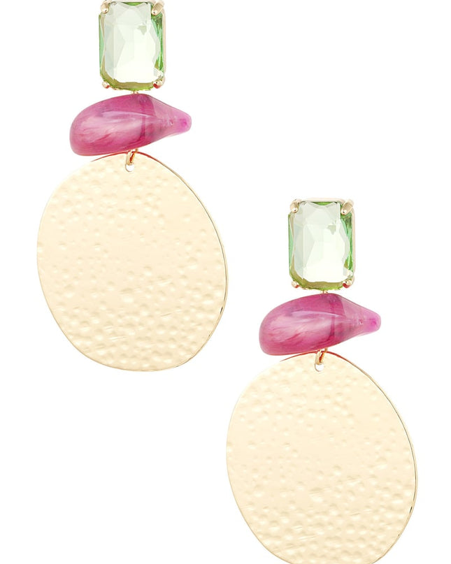 Statement strand vibe oorbellen - roze/groen 