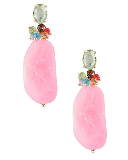 Statement kralen feest oorbellen - roze/groen 