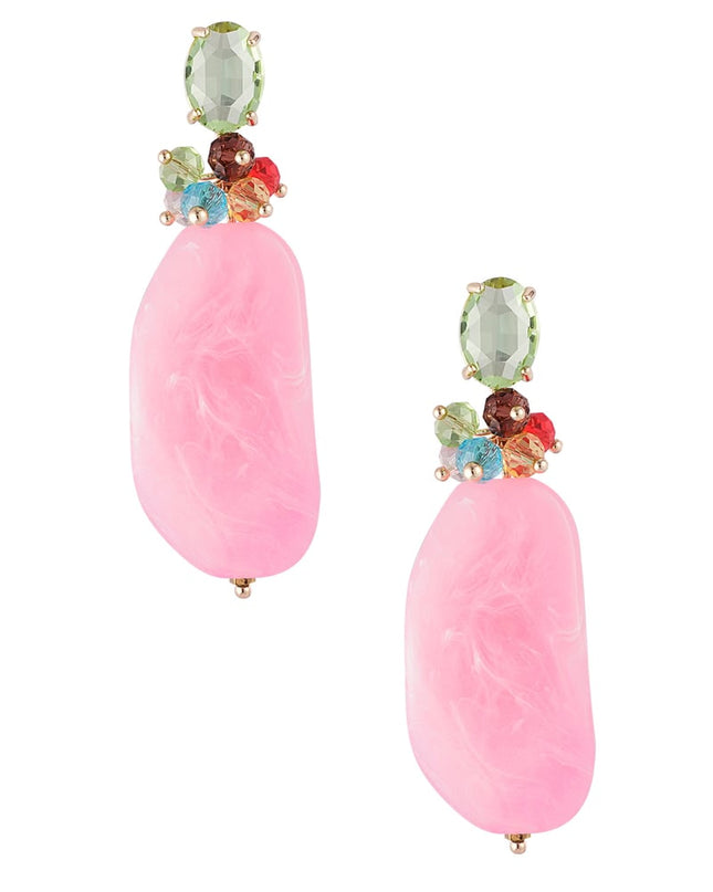 Statement kralen feest oorbellen - roze/groen 