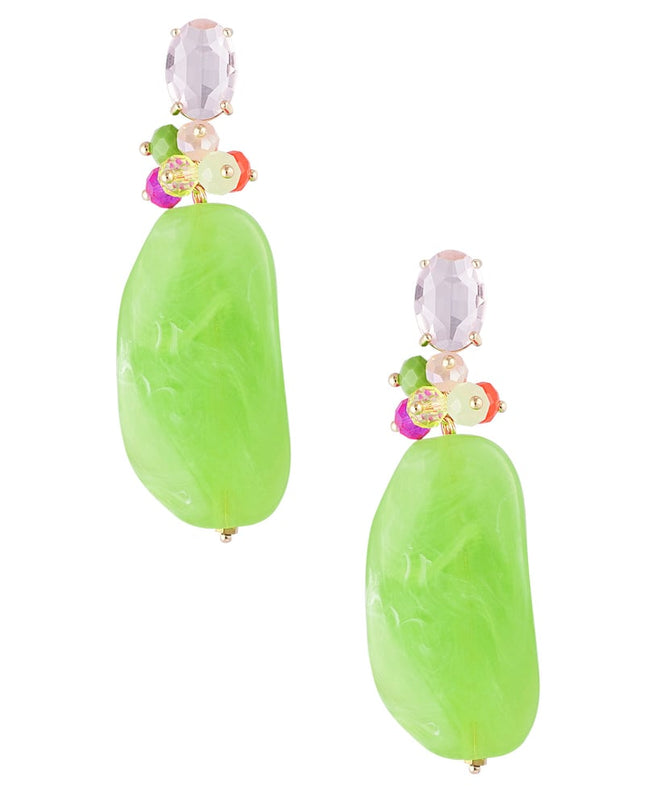 Statement kralen feest oorbellen - roze/groen 