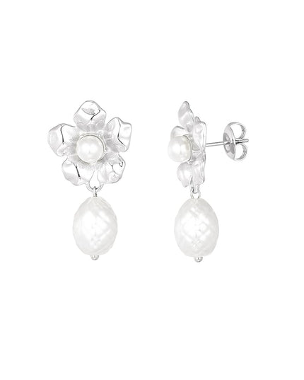 statement bloem parel oorbellen