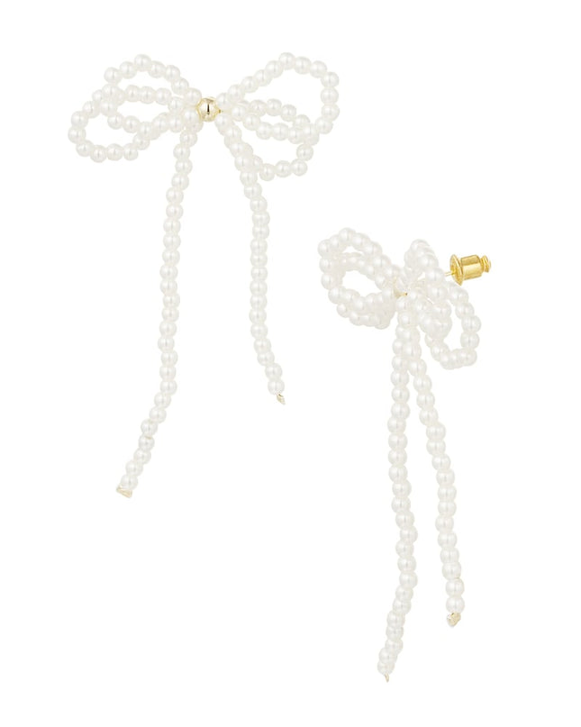 Parel met dubbele strik oorbellen