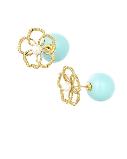 Bloem oorbellen gekleurde achterkant