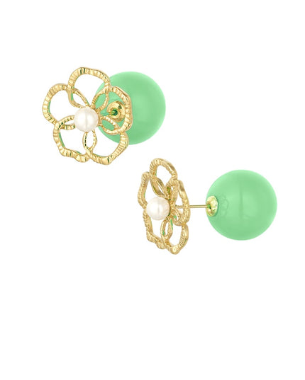 Bloem oorbellen gekleurde achterkant