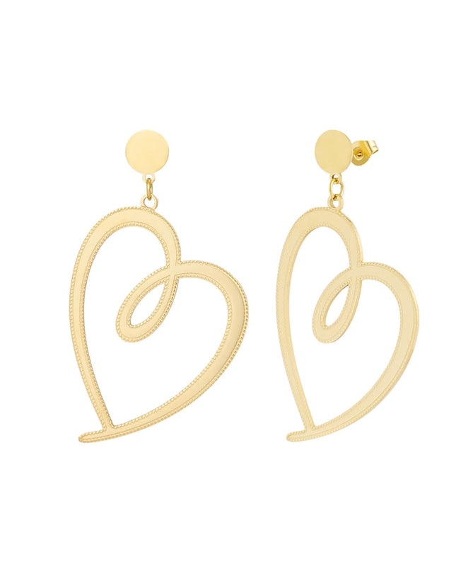 getekend hart oorbellen