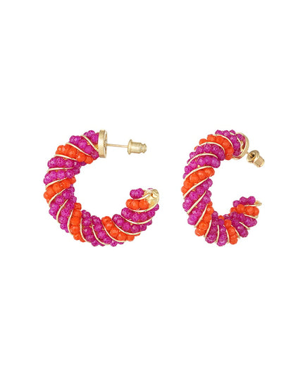 Twisted grace oorbellen - oranje & roze
