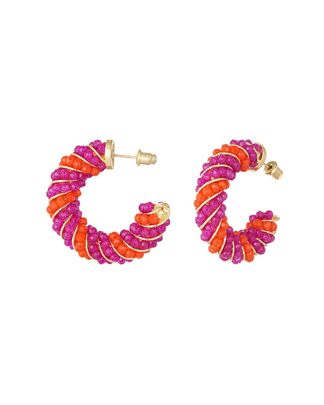 Twisted grace oorbellen - oranje & roze