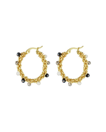 Bright bead oorbellen - zwart & grijs