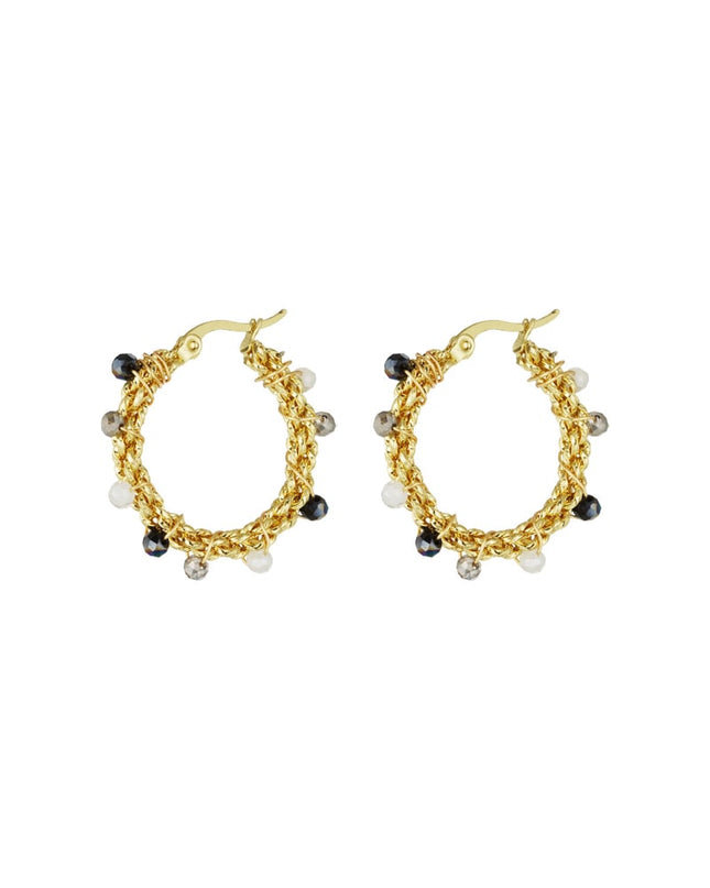 Bright bead oorbellen - zwart & grijs