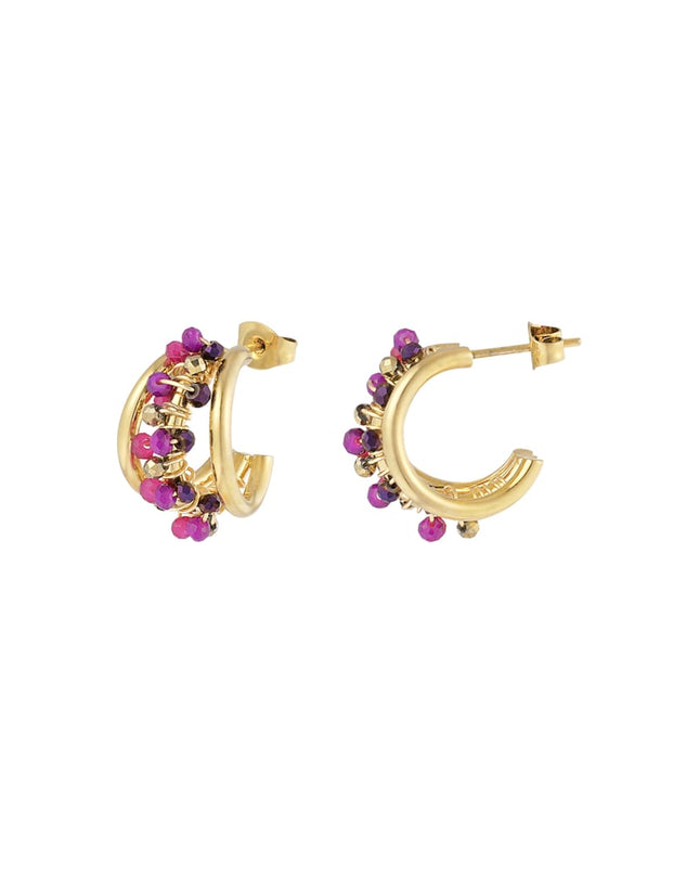 Small beads hoops oorbellen - multi