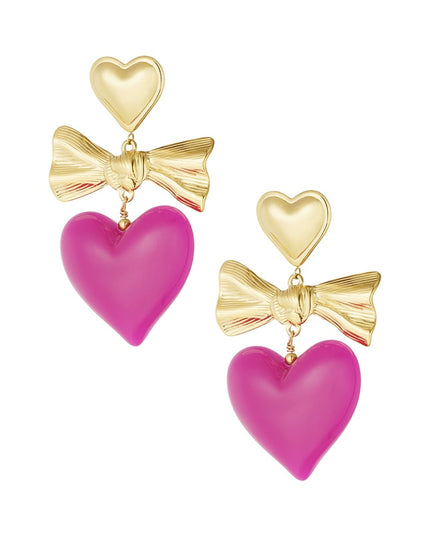 Oorbellen gekleurd hart en strik