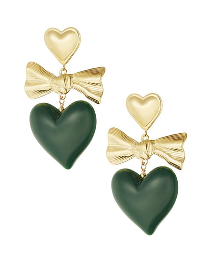 Oorbellen gekleurd hart en strik