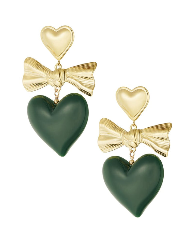 Oorbellen gekleurd hart en strik