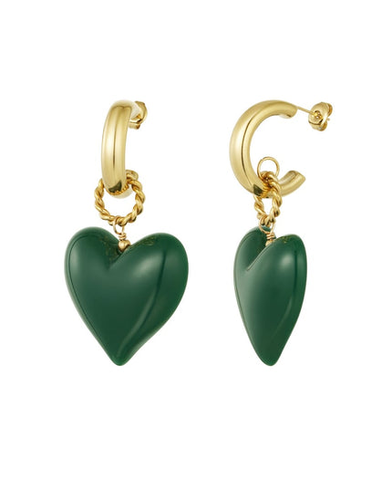 Oorbellen big heart pink woods