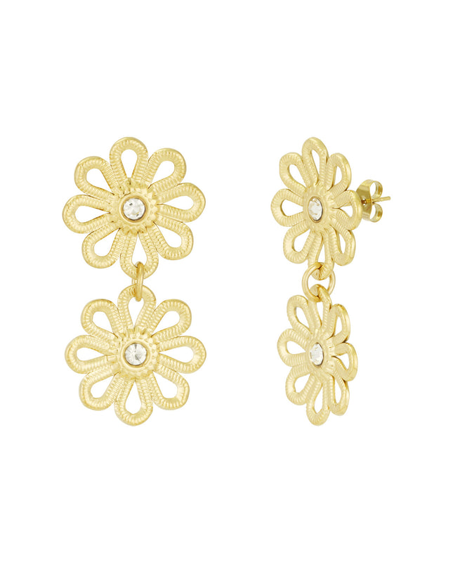 dubbele bloem oorbellen