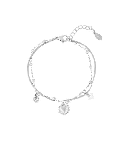 dubbele armband met hart bedel